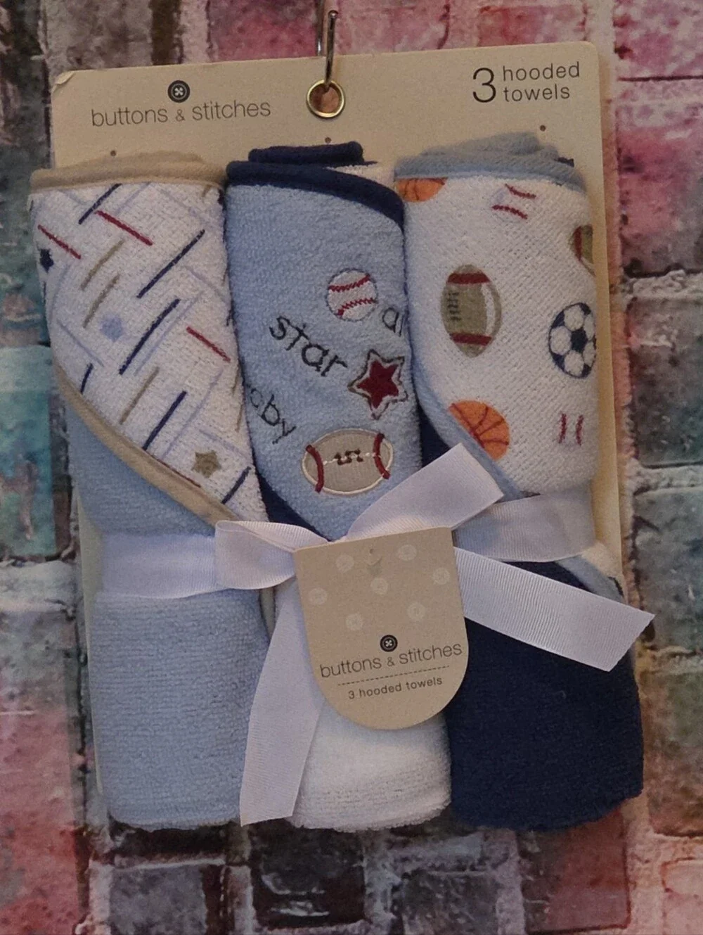 Buttons & Stitches Baby Hooded 3pc. Towel Set